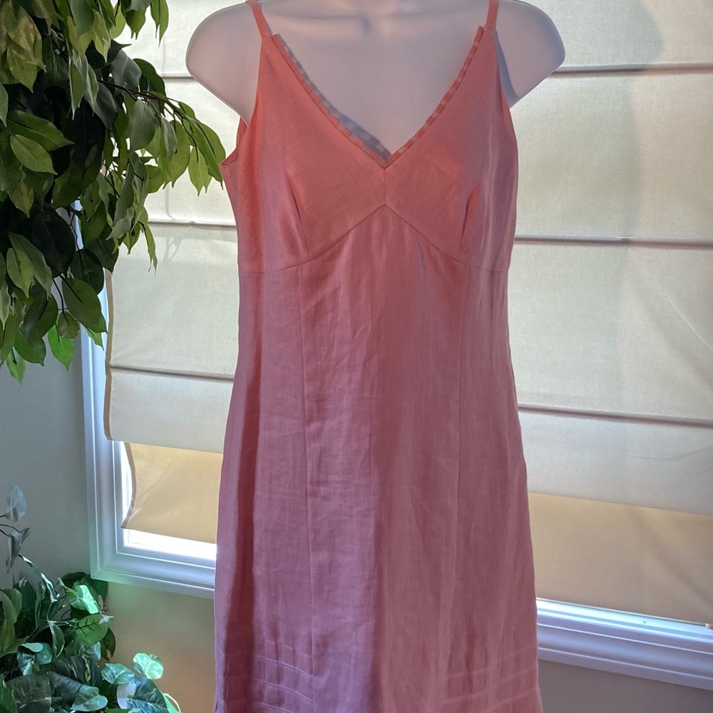 ANN TAYLOR SZ 6 slip dress orange linen lined NEW